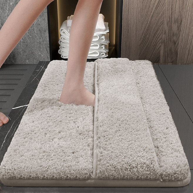 [발등세척 특허] 아이스크림 타월의 빠른 흡수 / 미끄럼방지 (발 올려 닦기 OK), 베이지색