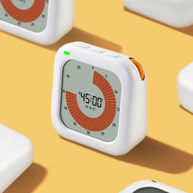 온다온 뽀모도로 구글 무소음 공부 학습 쿠킹 타임 타이머 시계, 1개, 화이트