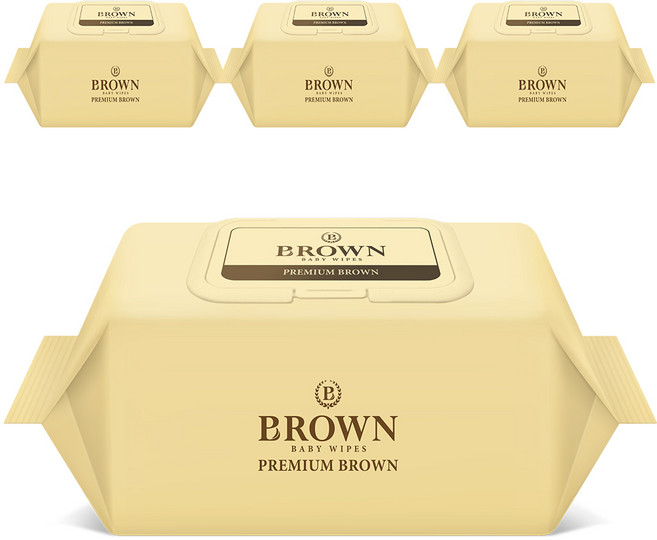 도톰한 물티슈 구매1위 아기 물티슈 브라운 프리미엄 브라운, 80g, 70매, 4개