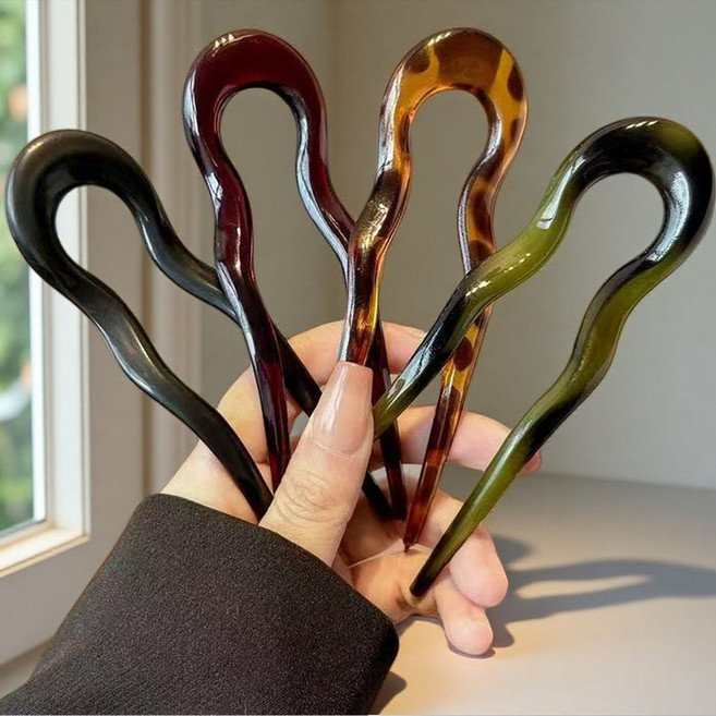 U자비녀 심플한 올림머리핀 머리장식 뒤꽂이 핀