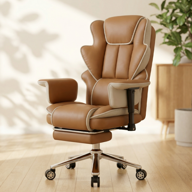 [로컬라이브] 게이밍 컴퓨터 의자 XH860A | 4D 팔걸이160도 리클라이너 pc방 사무실 사무용 인체공학 리클라이너 침대 의자, 캐러멜 브라운