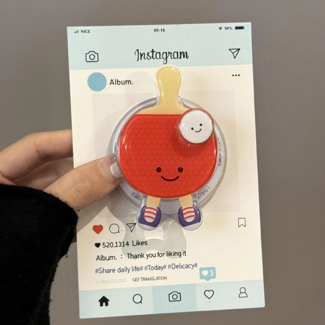 創意運動球拍造型 360度旋轉桌上懶人追劇支撐架, 1個, 乒乓球拍【磁吸支架】