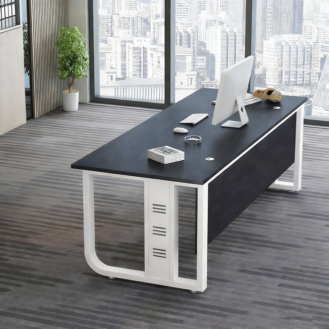 멀티수납 거실컴퓨터 대표 회장님 사무용 ㄱ자 사무실 서재 1인용 책상, 화이트(A)