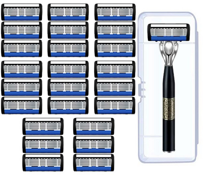 코코유 남성 수동 면도기 7중 면도날 JGH8, 24개, Black, JZK-3
