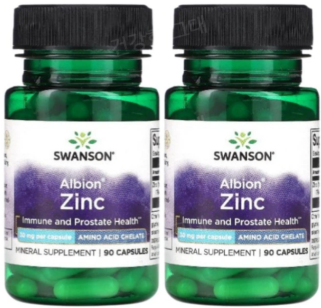 Swanson 알비온 아연 30mg Albion Zinc, 2개, 90정 - 쿠팡