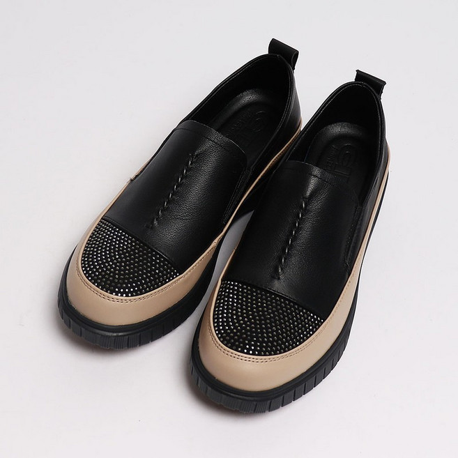 원더슈즈 프론샤이닝 천연소가죽 컴포트 슬립온 4CM BA-H150