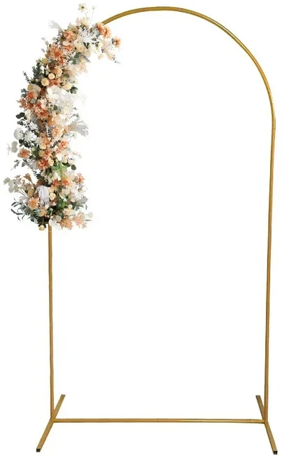 골드 파티 장식 아치 스탠드 (1개) - 4피트/5피트/6피트/6.6피트/7.2피트 웨딩용 풍선 프레임 & 배경 브래, 01 금, 04 6FT 80x180cm