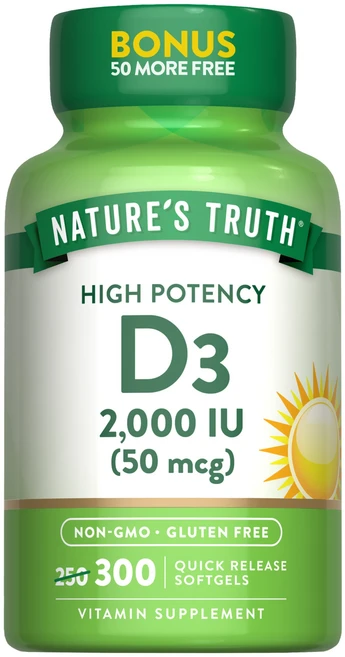 네이쳐스 트루스 비타민 D3 2000 IU 소프트젤, 1개, 300정 - 쿠팡