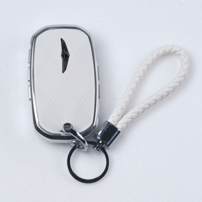 옳다스토어 제네시스 신형 가죽 메탈 키케이스, 화이트