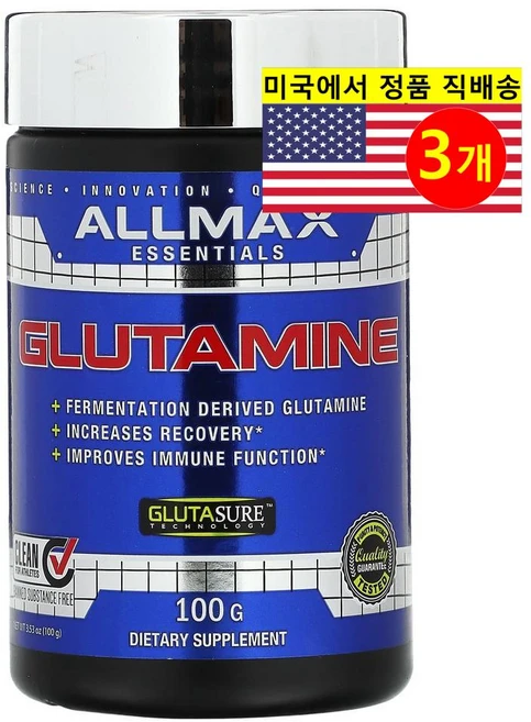 올맥스 글루타민 100% 순수 미분 3.5oz100g, 3개, 100g - 쿠팡