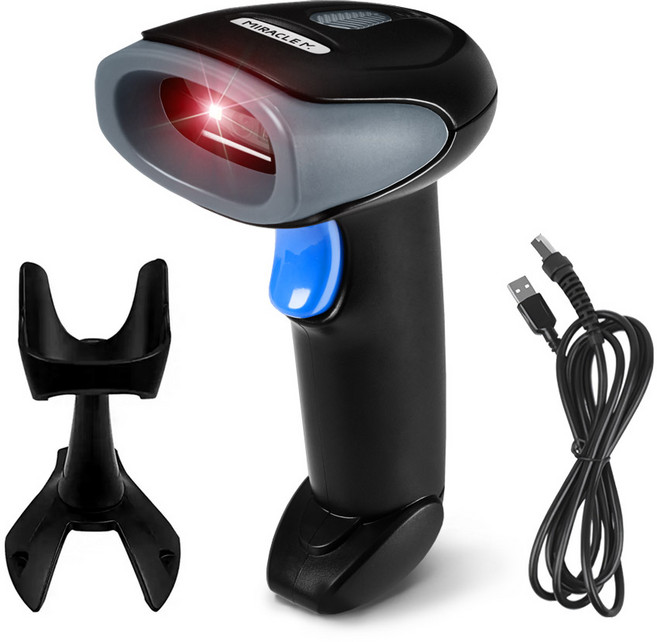 미라클엠 유선 바코드 스캐너 + 거치대, MQ150, 1개