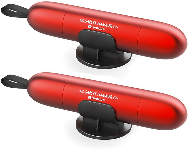 아이엠듀 자동차 비상 탈출용 망치 벨트 절단기 아이로켓, 2개, 레드