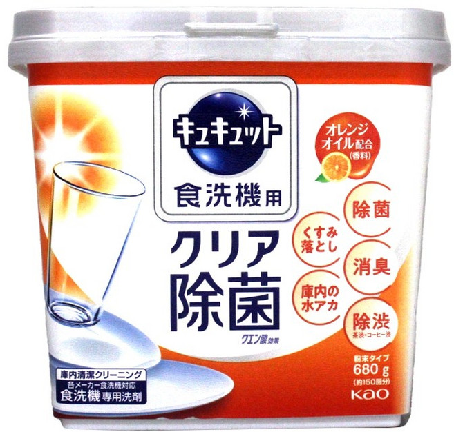 易油網 花王 KAO 洗碗機專用檸檬酸清潔粉 680g 無香 柑橘香 洗碗機清潔劑, 1個, 柑橘(本體)680g #59844