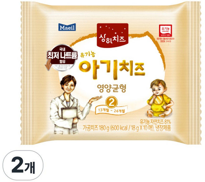 매일유업 상하 아기치즈 2단계, 2단계 아기치즈, 180g, 2개