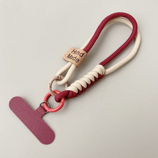 리얼찹 핸드폰 스트랩 도난방지, 1개, 버건디/아이보리