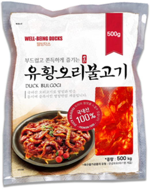 엄마마음 국내산 1등급 오리고기 무항생제 양념 유황 생오리 오리불고기 오리주물럭 500g 800g, 1개
