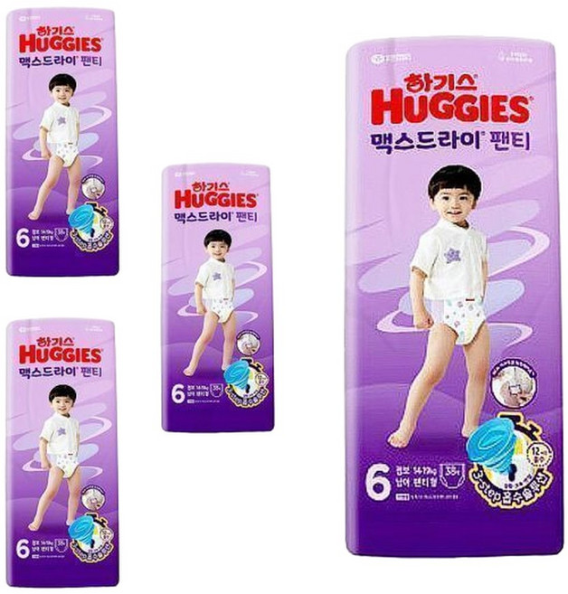 2024 하기스기저귀 맥스드라이 6단계 팬티형 남아용 38매x4팩 점보 아기기저귀, 152매