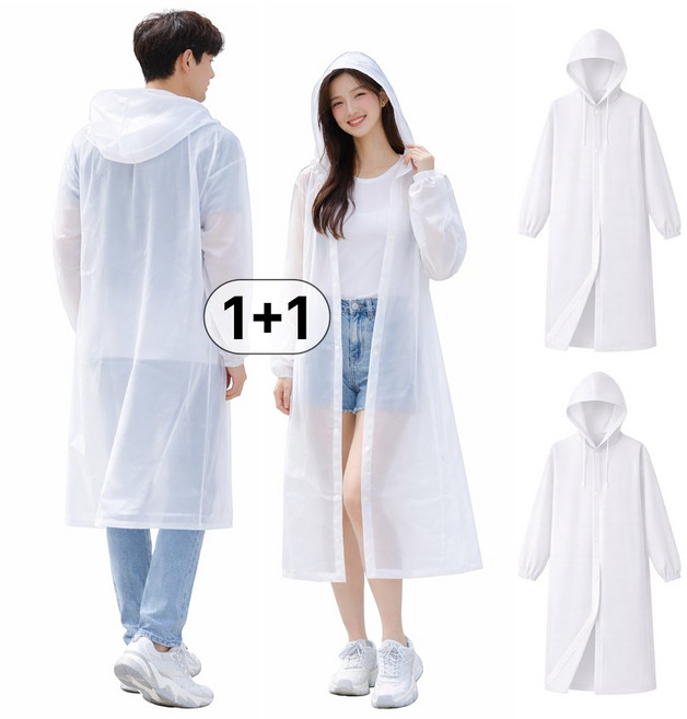 아워템 가벼운 EVA 다회용 방수 우비 남녀공용 레인코트