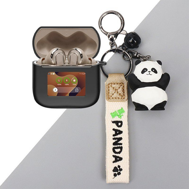 JBL 투어 프로3 케이스 피규어 키링 스트랩 버클 후크, 20 블랙 케이스 + 입체 손들기 판다, JBL TOUR PRO3 케이스, 1개