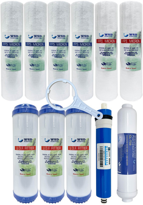 WSD濰思德一年份10吋五道式PP濾心組 食品級PP棉 五層過濾 有效除雜質泥沙鐵鏽, 1箱, RO淨水器濾芯