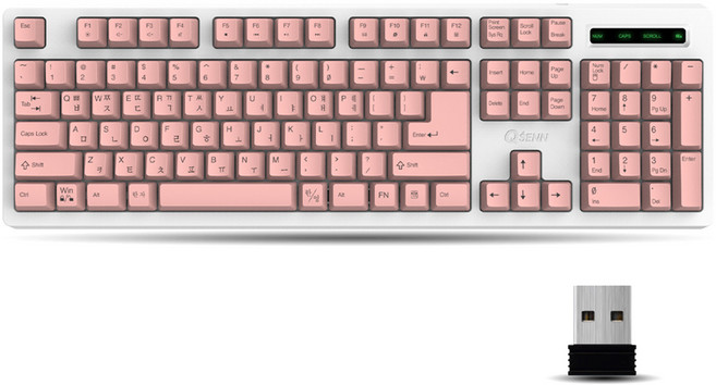 큐센 무선 일반형 키보드 + 키스킨 세트, 핑크, [신속배송]SEm/DT45-KEYBOARD