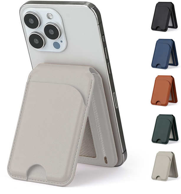 제나모라 2in1 맥세이프 카드지갑 거치대 IT001, 1개, 애쉬 그레이