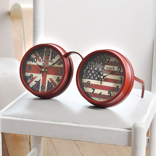 듀얼 안경 탁상시계 북유럽 인테리어 엔틱, 와인