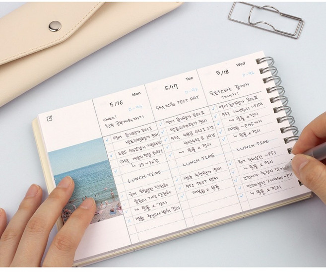 위클리플래너 직장인 업무일지 만년형 학생 공시생 스터디 플래너 여행일지 6개월, 02 코튼 블루