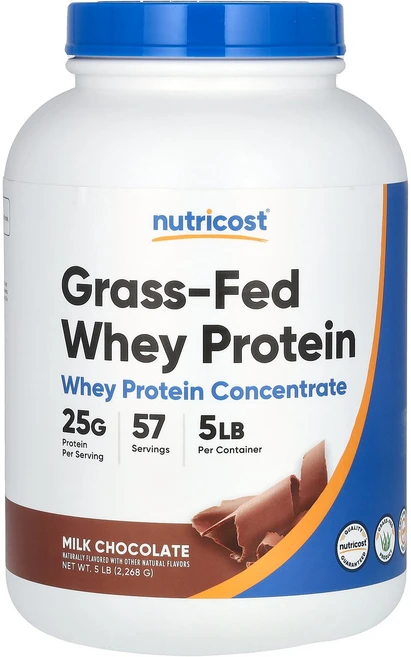 뉴트리코스트 Nutricost 목초 사육 유청 단백질 밀크 초콜릿 2 268g5lb123606원산지:기타, 1개, 2.268kg - 쿠팡