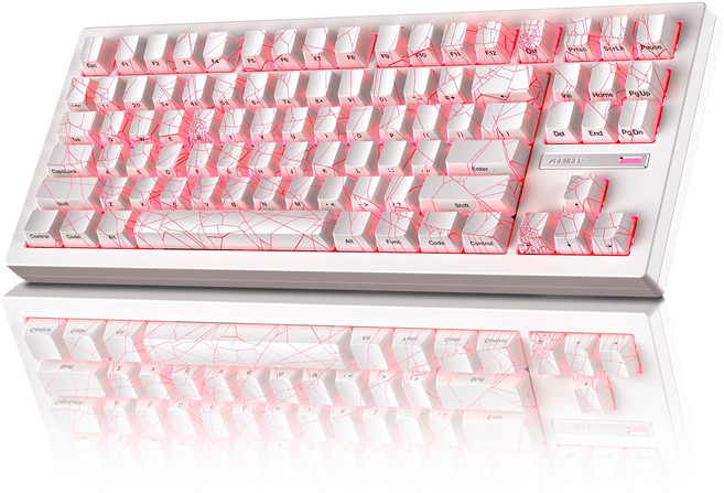 ZORNHER zh870 백라이트 기계식 키보드 무선 게이밍 키보드 3가지 모드 키보드 핫스왑 키보드 선물용 옵션, 독자규격 스위치, White SpiderWeb