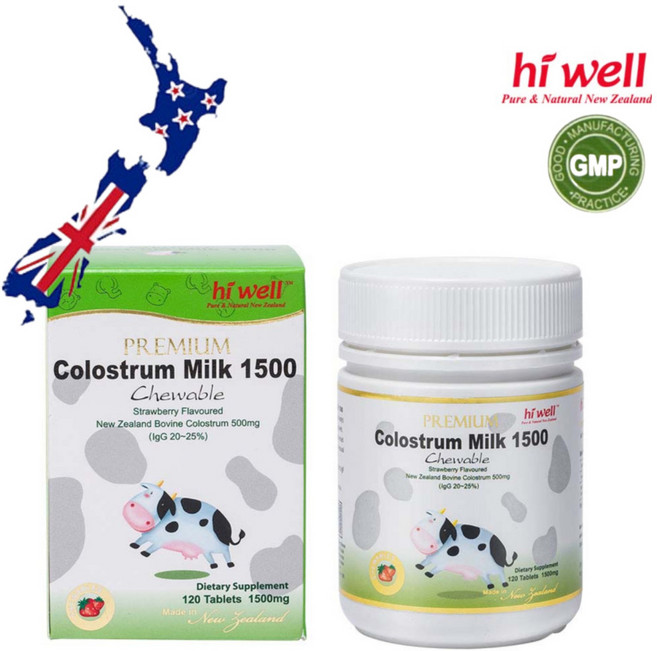 하이웰 뉴질랜드 초유 1500mg 120정 고함량 츄잉 딸기맛 면역글로블린 자연 청정 방목 단백질 미네랄 분말, 단품