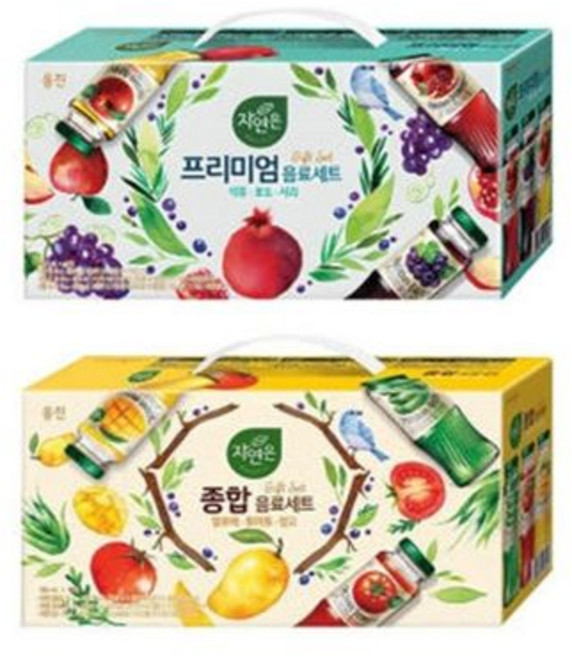 웅진 자연은 프리미엄 음료세트(석류 포도 사과) + 종합 음료세트(알로에 토마토 망고) 180ml x 24개입, 1개, 1개
