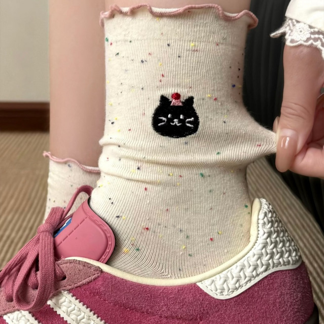 Banjiwu 여성 양말 귀여운 겨울 양말 중목 양말 장목 양말 중목 양말 운동 양말 무압박 양말 면 양말 5족 세트