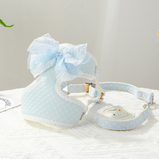 반려동물 애견 산책 파스텔 리본 강아지 하네스 가슴줄 리드줄 스윗벌룬리본강아지하네스