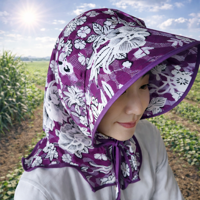 제이위드유 농사모자 자외선차단 꽃무늬 햇빛가리개 농촌 어촌 얼굴보호 그늘막