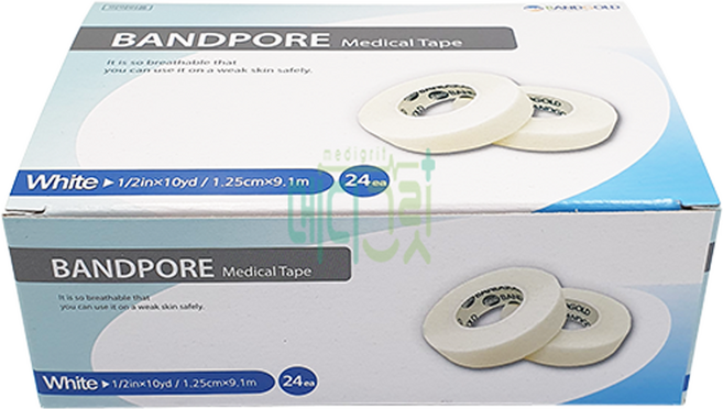 밴드골드 반창고 밴드포어 백색 1/2인치 24개입 / 종이반창고 마이크로포, 1개
