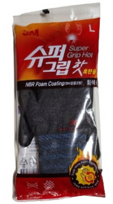 쓰리엠 슈퍼그립 핫 혹한기 기모겨울용 방한장갑, 그레이, 1개