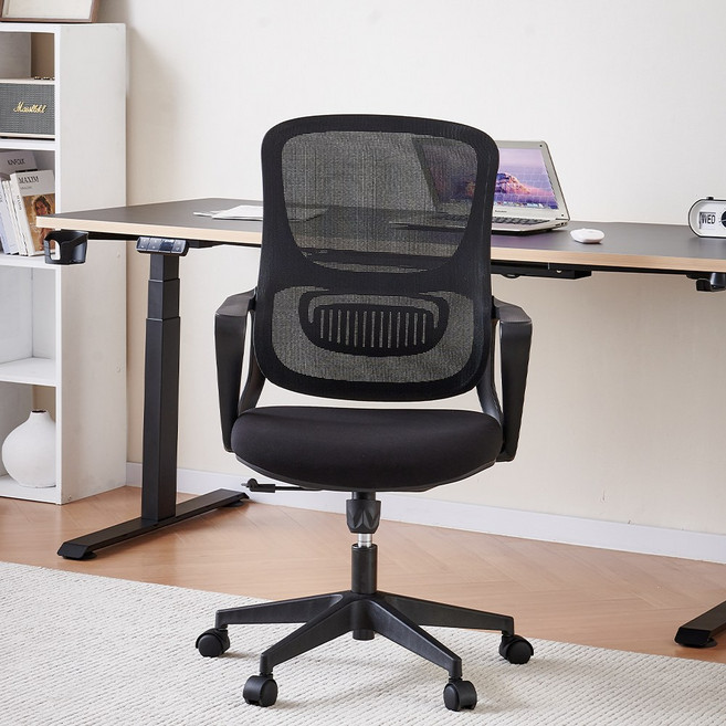 아우스 GS01 사무용 메쉬 컴퓨터의자 PC방의자 게이밍의자 사무실의자 책상의자 학생 공부의자 허리편한의자, 기본형 블랙