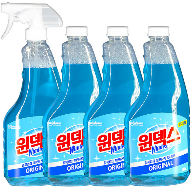 윈덱스 유리세정제 500ml 본품1개+교체용3개, 3개