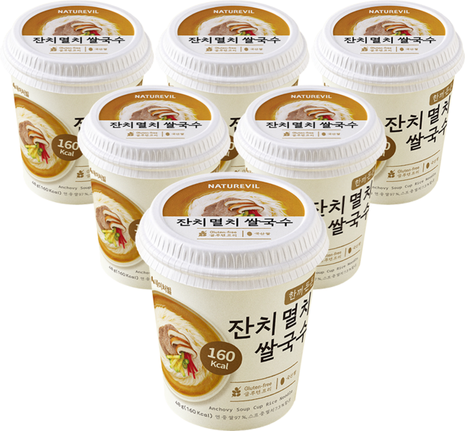 한끼든든 쌀국수 멸치맛 소컵, 288g, 6개