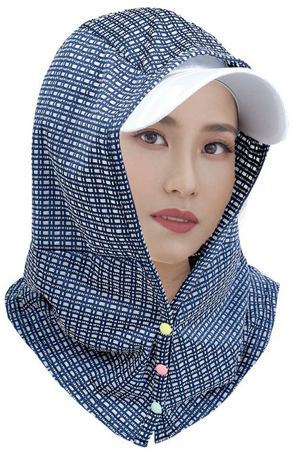 대경몰 100% 국산 최신 고급 후드형 쟈가드 남성 여성 얼굴햇빛가리개 골프 봄 여름 선가드 그늘막 햇빛가리개 낚시 등산 스포츠 필수품, 쟈가드-네이비, FREE (One Size), 1개