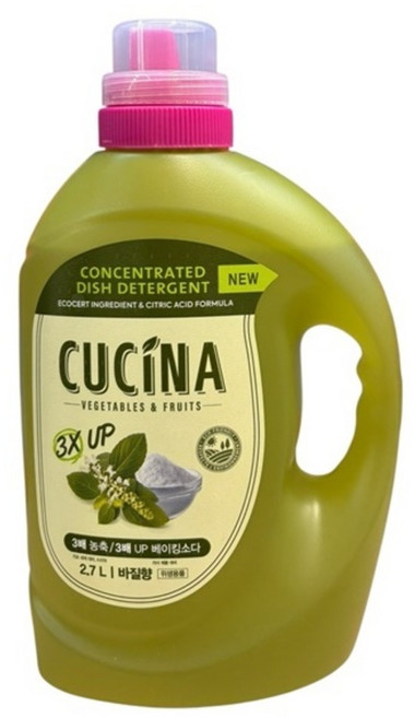쿠치나 3배 농축 주방세제 바질향, 2.7L, 1개