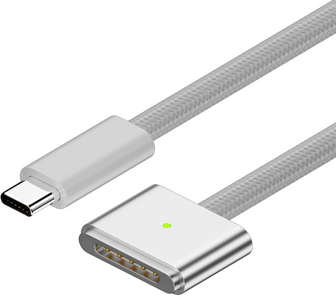 INKU 磁吸充電線 Type-C 適用於 MacBook, Magsafe3銀白色140W, 1個, 2m