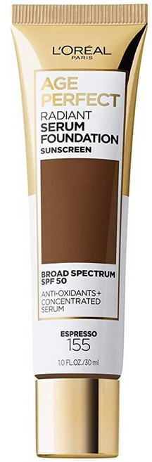 로레알 파리 에이지 퍼펙트 래디언트 세럼 파운데이션 SPF 50 누드 베이지 1oz 293788, 155 에스프레소