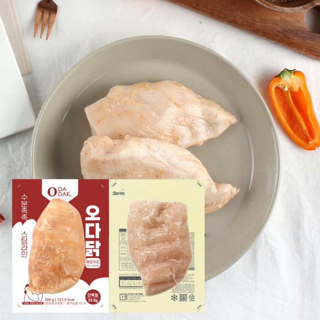 오다닭 닭가슴살 스팀 3kg (매운치킨+갈릭), 10개, 100g