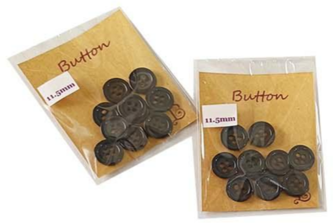 佰昇國際 Baisheng 11.5mm 四孔鈕釦 手工藝配件, 1個, 黑色