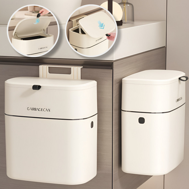 샵바이브 주방 싱크대 걸이형 접착형 쓰레기통 음식쓰레기통 냄새차단 9L, 1세트