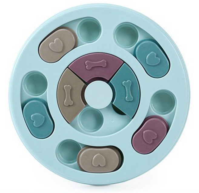 딩동펫 지능개발 퍼즐간식토이 장난감 라운드 지름 23cm x 높이 2.5cm, 블루, 1개