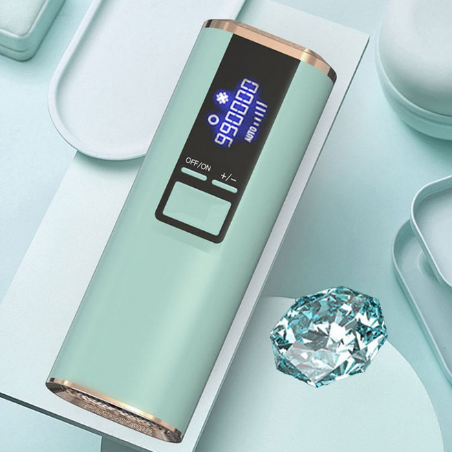 홈케어 가정용 휴대용 쿨링 빙점 레이저 전신 여성 제모기, 민트그린