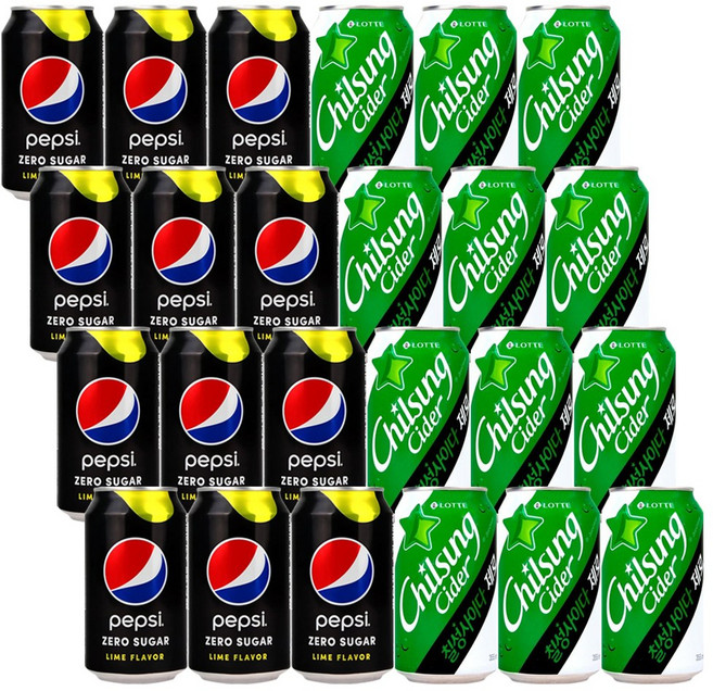 칠성사이다 제로 355ml 12입+펩시콜라 제로 업소용 355ml 12입, 1세트